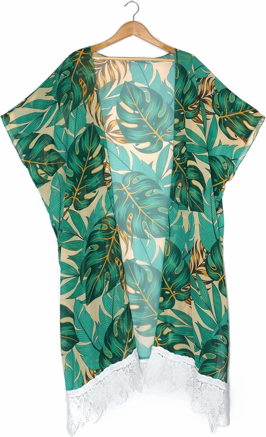 Hibluco Women's Long Floral Kimono Printed Cardigan Sheer Swimsuit Cover Ups