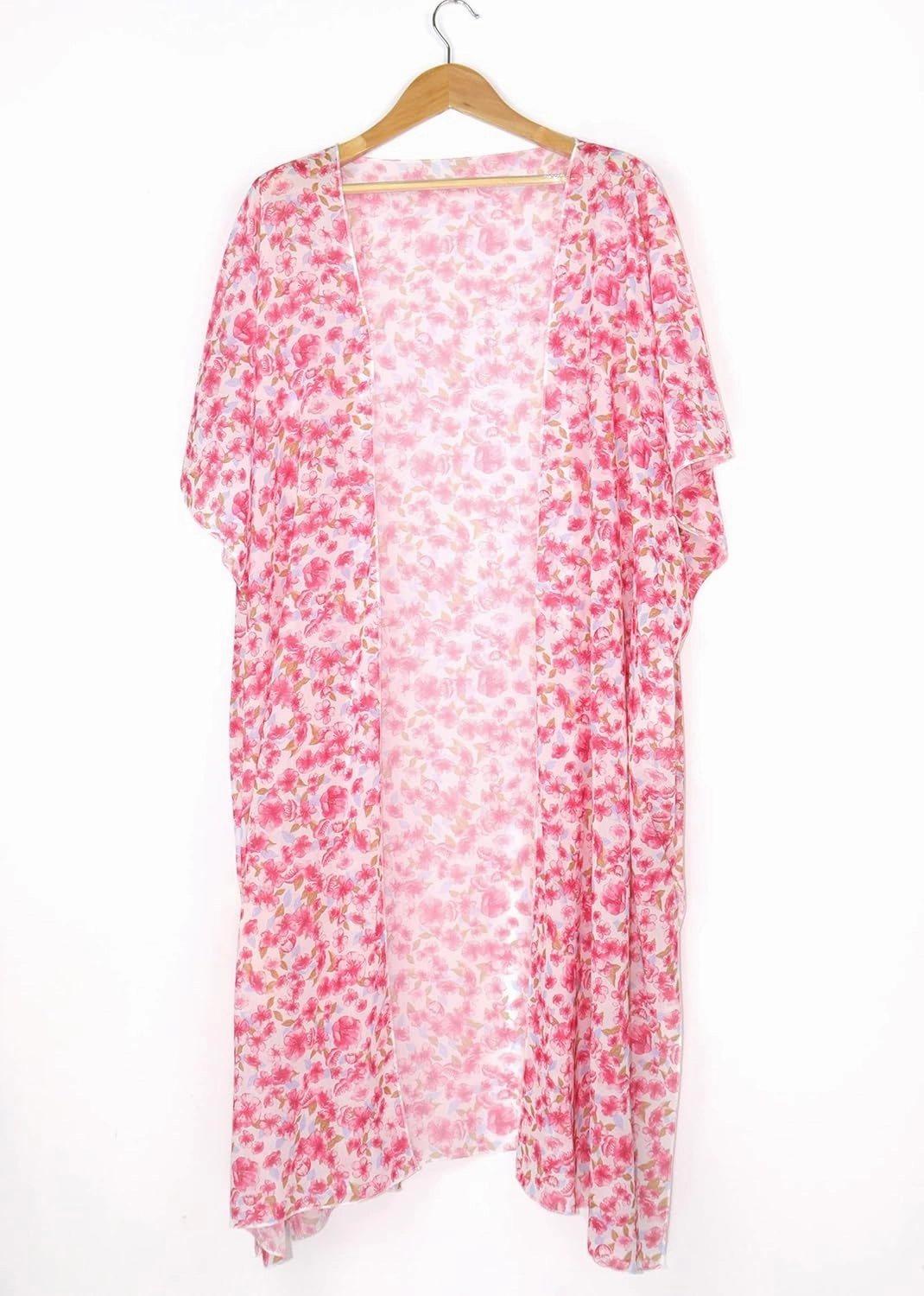 Hibluco Women's Summer Chiffon Floral Kimono Cardigan Long Swimwear Cover Ups
