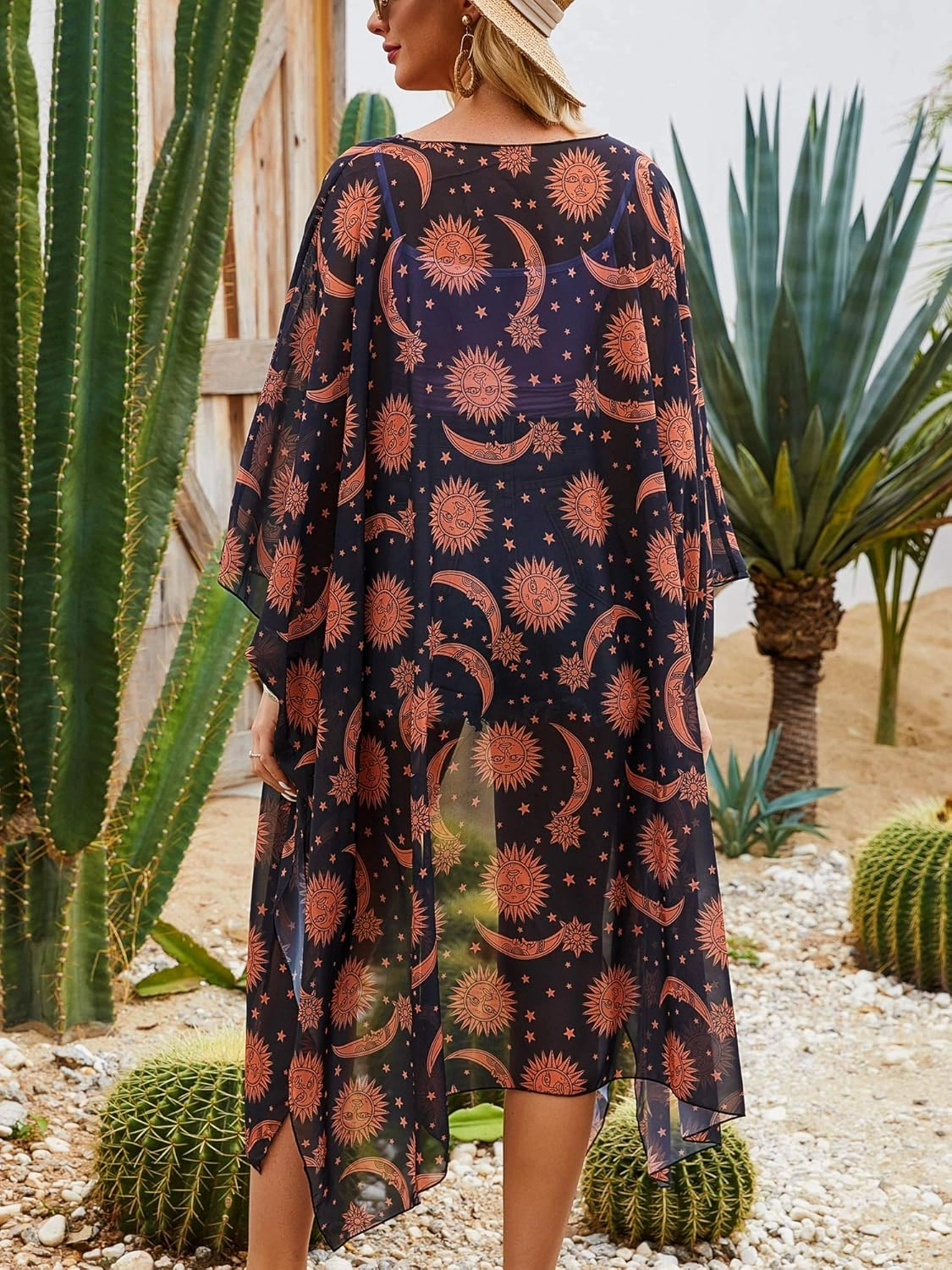 Hibluco Women's Summer Chiffon Floral Kimono Cardigan Long Swimwear Cover Ups