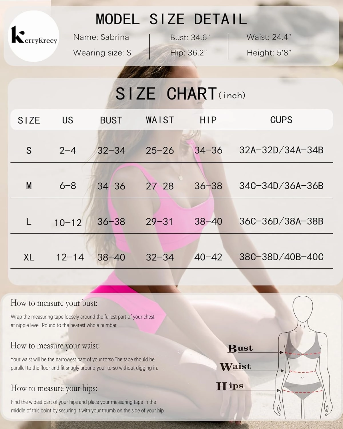 High Waisted Bikini for Women Tummy Control Bottoms Push Up Crop Top Swimsuit 2 Piece High Cut Teens Girls Bathing Suits