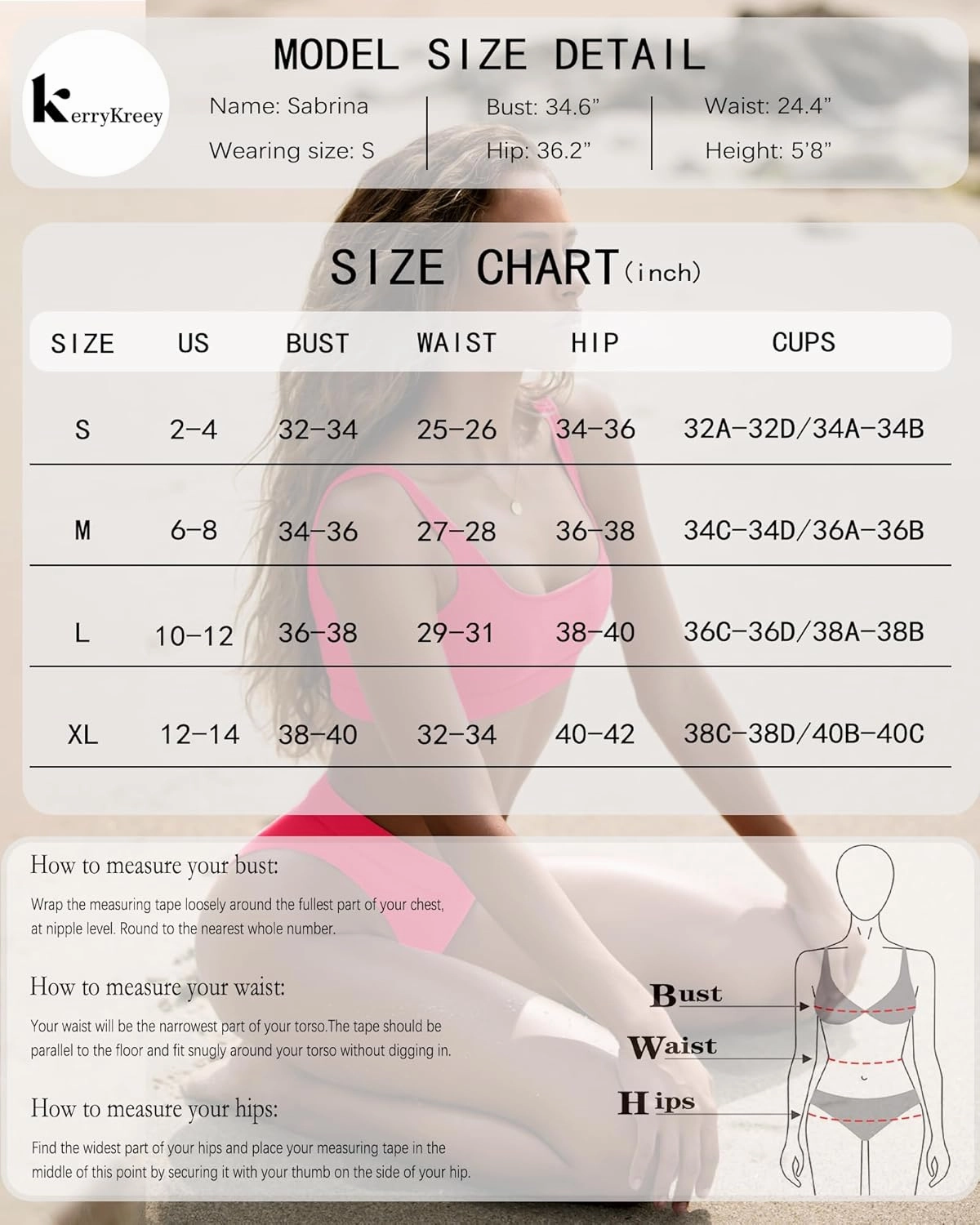 High Waisted Bikini for Women Tummy Control Bottoms Push Up Crop Top Swimsuit 2 Piece High Cut Teens Girls Bathing Suits
