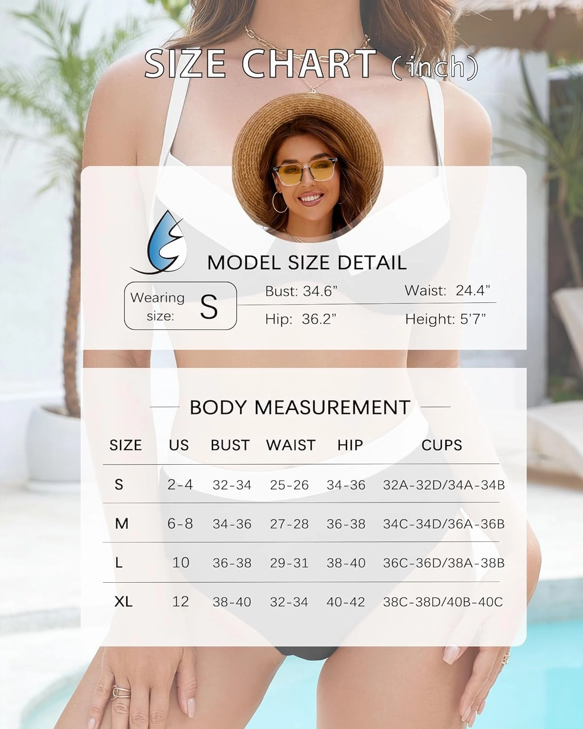 High Waisted Bikini Sets for Women Bathing Suit Two Piece Tummy Control Swimsuits Modest Swim Suit Underwire Top