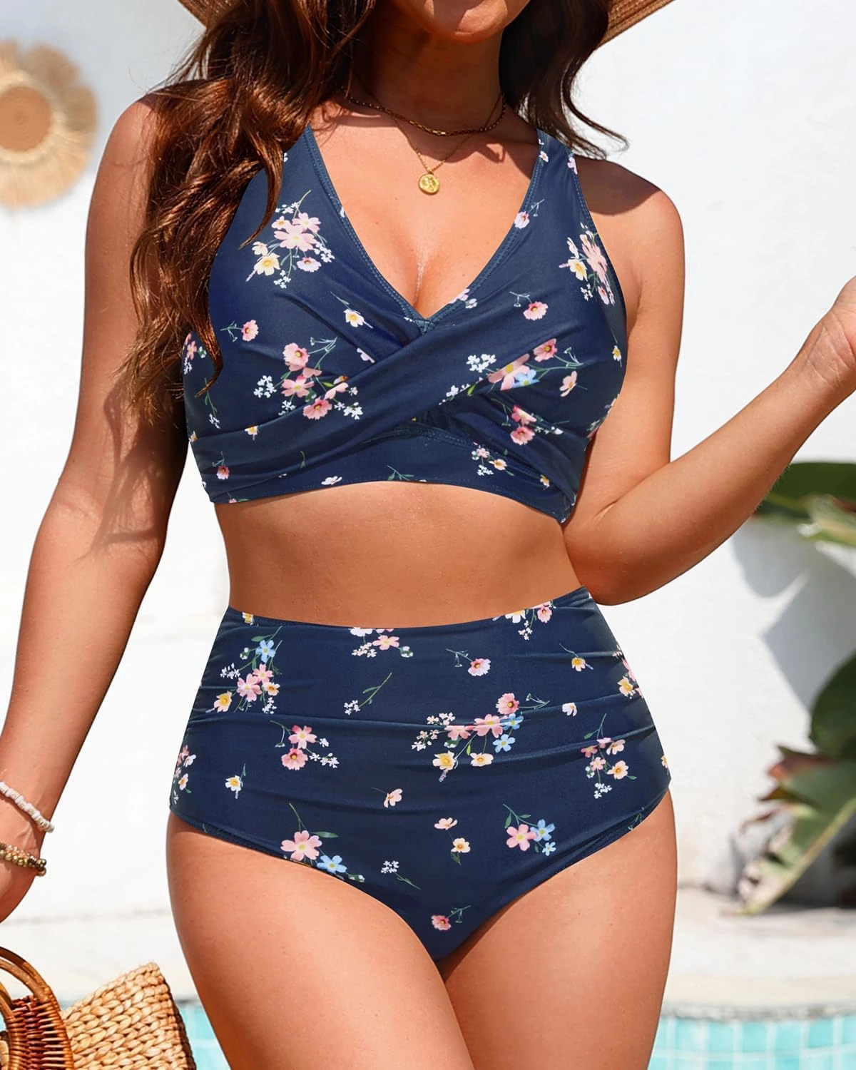 High Waisted Two Piece Swimsuit-Womens Bikini Set Tummy Control Bathing Suit Modest Full Coverage Bikini 2025