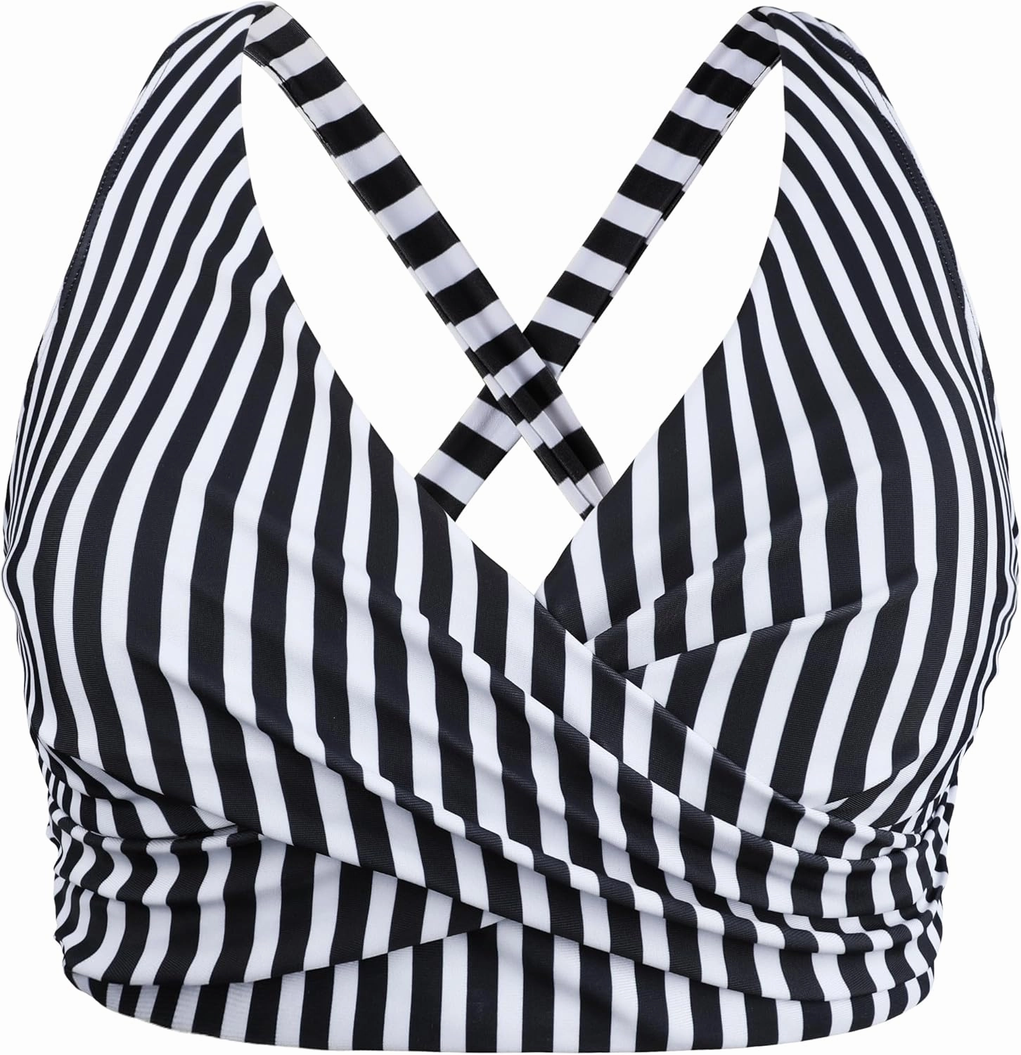 Hilor Women's Underwire Bikini Tops Push Up Criss Cross Swim Top Swimsuit Sexy V Neck Bikini Bathing Suit Top Only