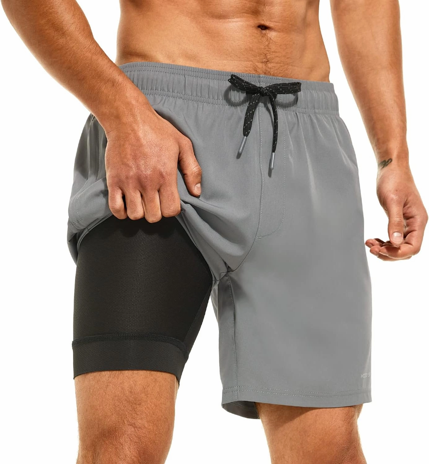 HODOSPORTS Mens Swimsuit Trunks 7" Quick-Dry Swim Shorts with Compression Liner and Zipper Pockets