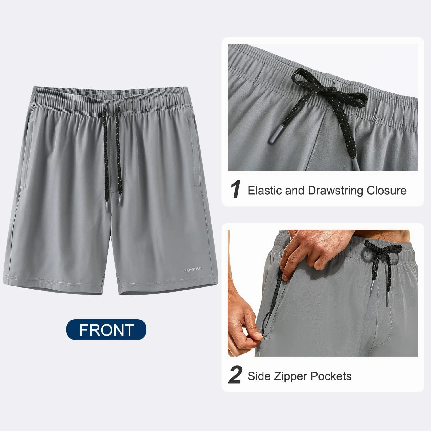 HODOSPORTS Mens Swimsuit Trunks 7" Quick-Dry Swim Shorts with Compression Liner and Zipper Pockets