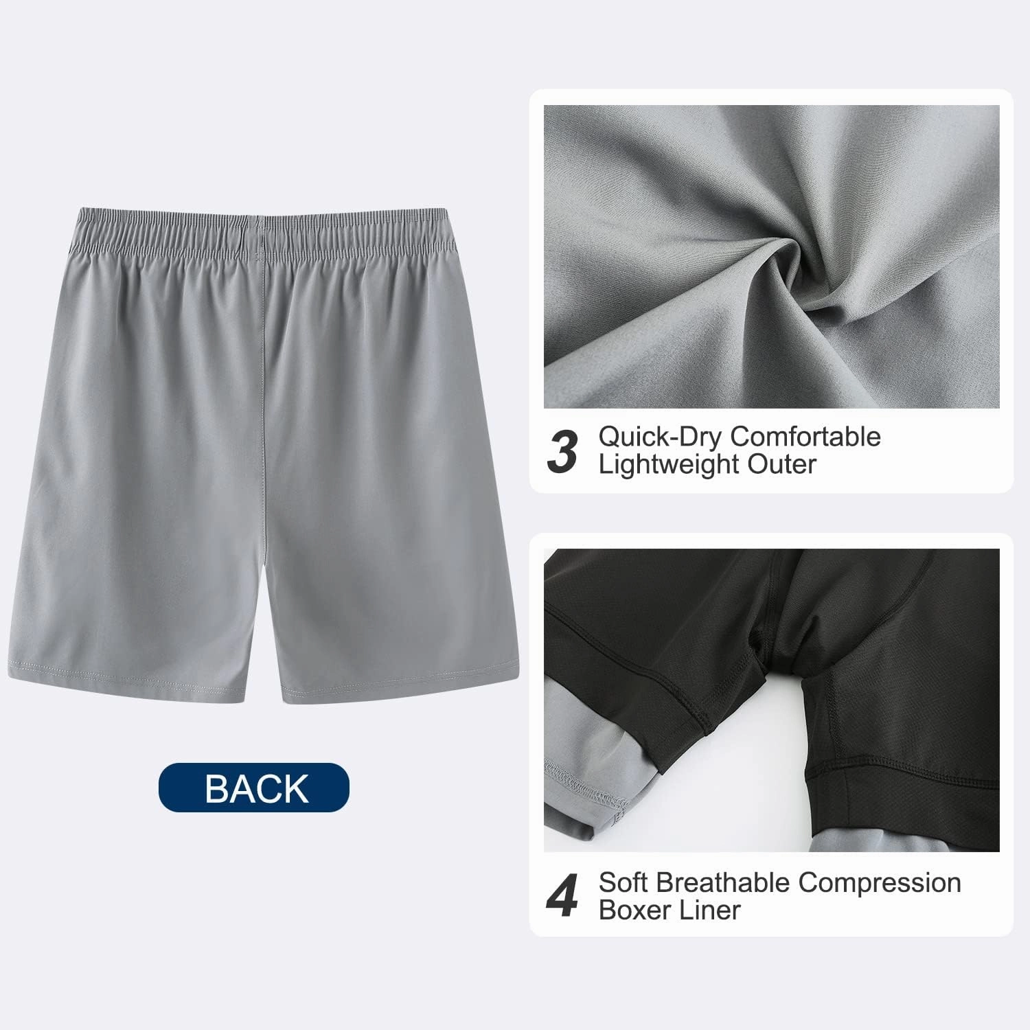 HODOSPORTS Mens Swimsuit Trunks 7" Quick-Dry Swim Shorts with Compression Liner and Zipper Pockets