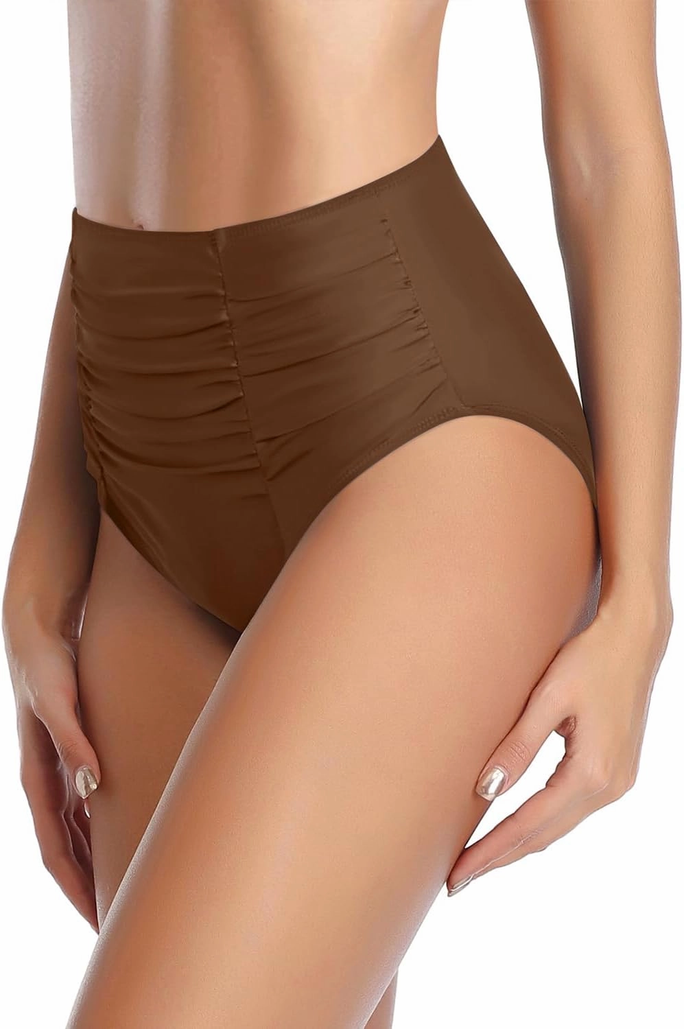 Holipick Bathing Suit Bottoms for Women - High Waisted Bikini Bottoms Ruched Tummy Control Swimsuit Bottom