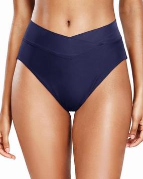 Holipick High Waisted Bikini Bottoms - V Cut Bathing Suit Bottom Moderate Coverage Swim Bottom