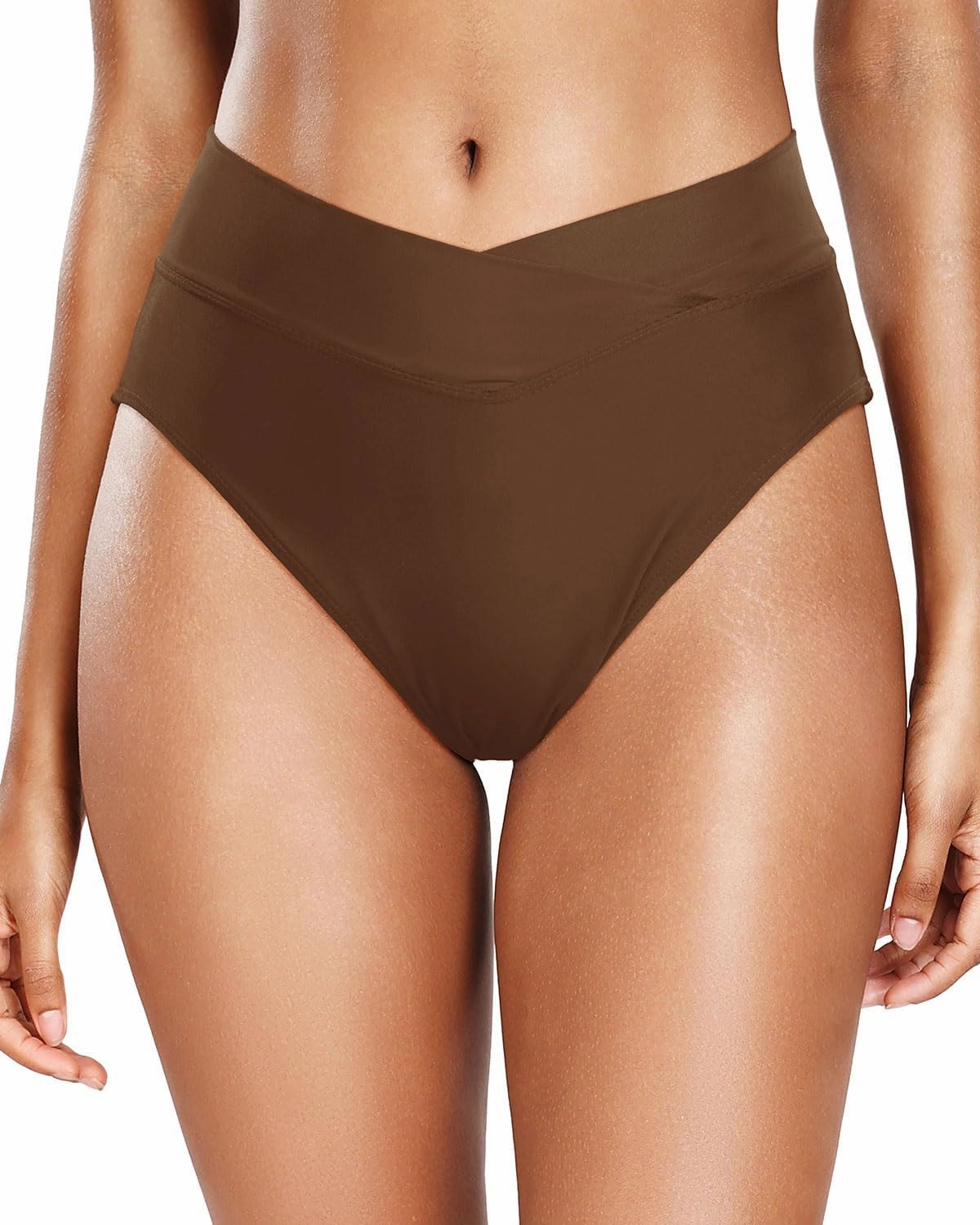 Holipick High Waisted Bikini Bottoms - V Cut Bathing Suit Bottom Moderate Coverage Swim Bottom