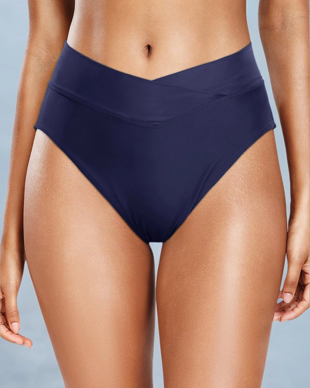 Holipick High Waisted Bikini Bottoms - V Cut Bathing Suit Bottom Moderate Coverage Swim Bottom