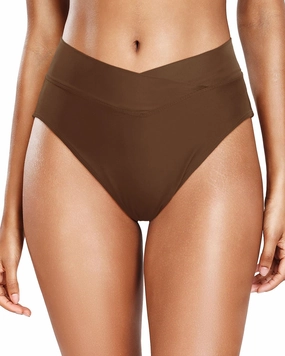 Holipick High Waisted Bikini Bottoms - V Cut Bathing Suit Bottom Moderate Coverage Swim Bottom