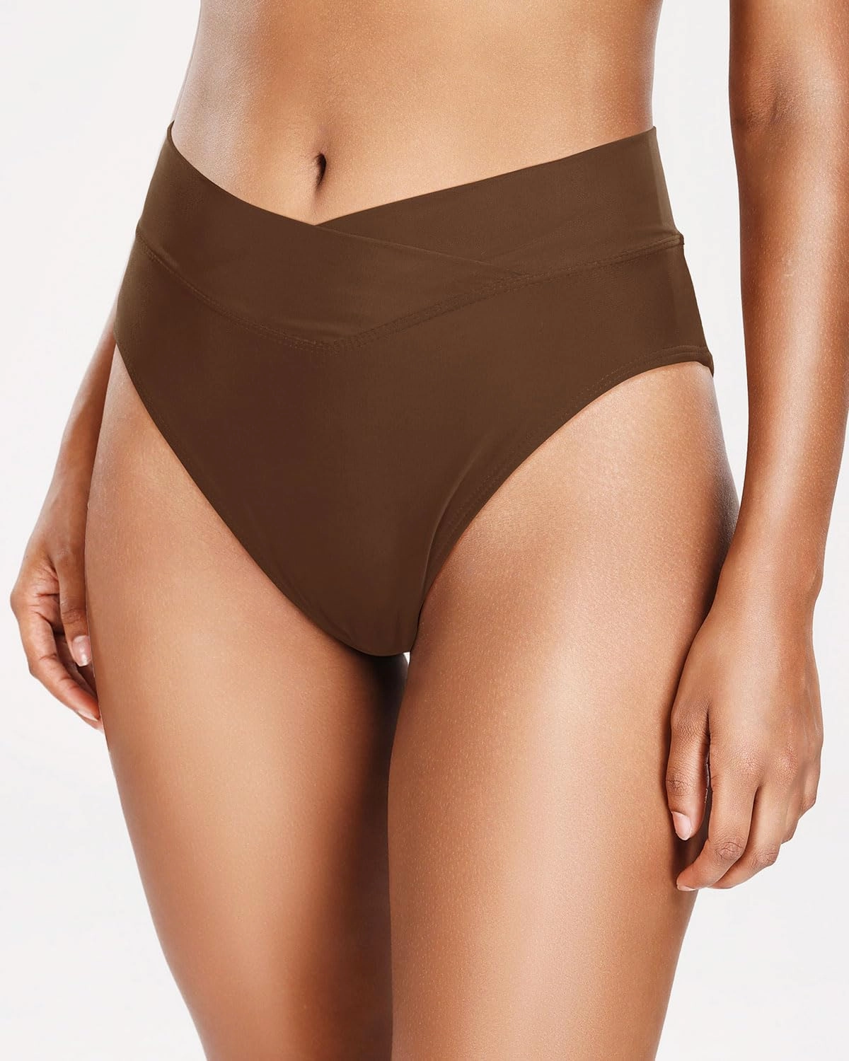 Holipick High Waisted Bikini Bottoms - V Cut Bathing Suit Bottom Moderate Coverage Swim Bottom