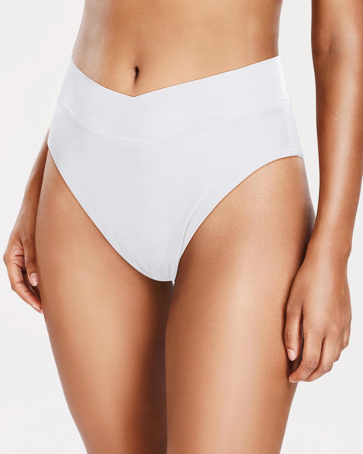 Holipick High Waisted Bikini Bottoms - V Cut Bathing Suit Bottom Moderate Coverage Swim Bottom
