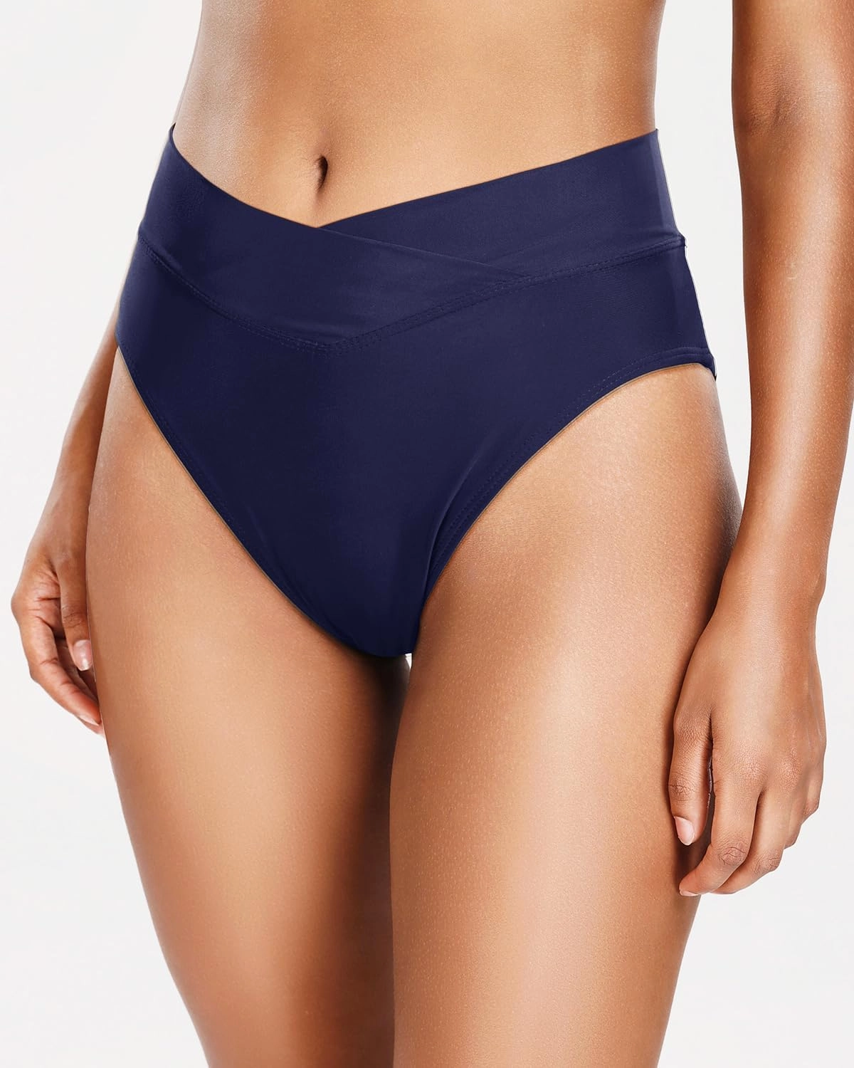 Holipick High Waisted Bikini Bottoms - V Cut Bathing Suit Bottom Moderate Coverage Swim Bottom