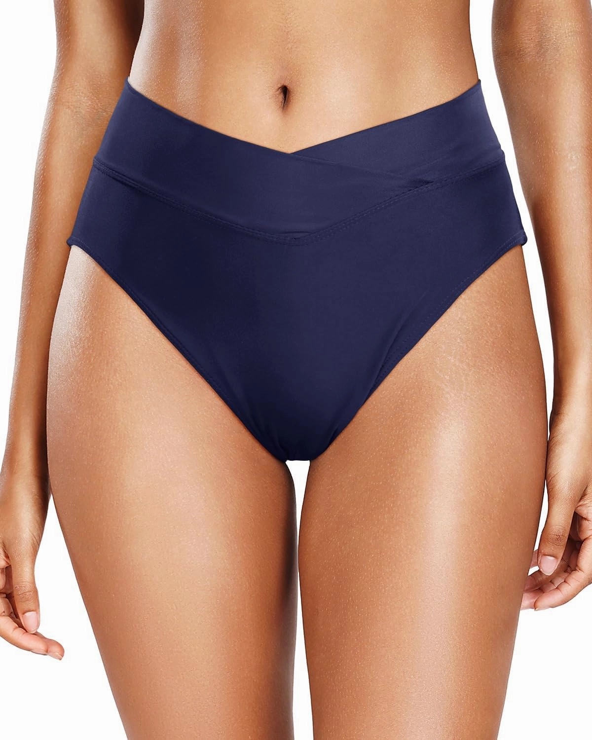 Holipick High Waisted Bikini Bottoms - V Cut Bathing Suit Bottom Moderate Coverage Swim Bottom