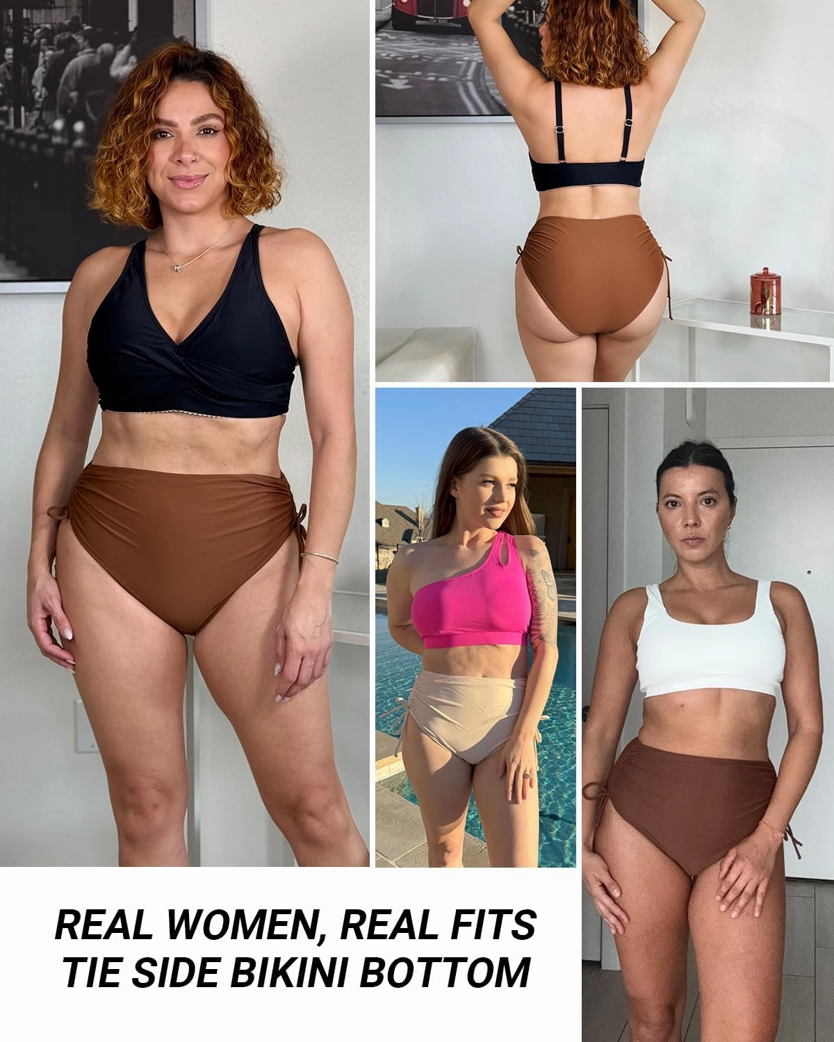 Holipick Swimsuit Bottoms for Women - High Waisted Bikini Bottoms Tie Side Tummy Control Bathing Suit Bottom