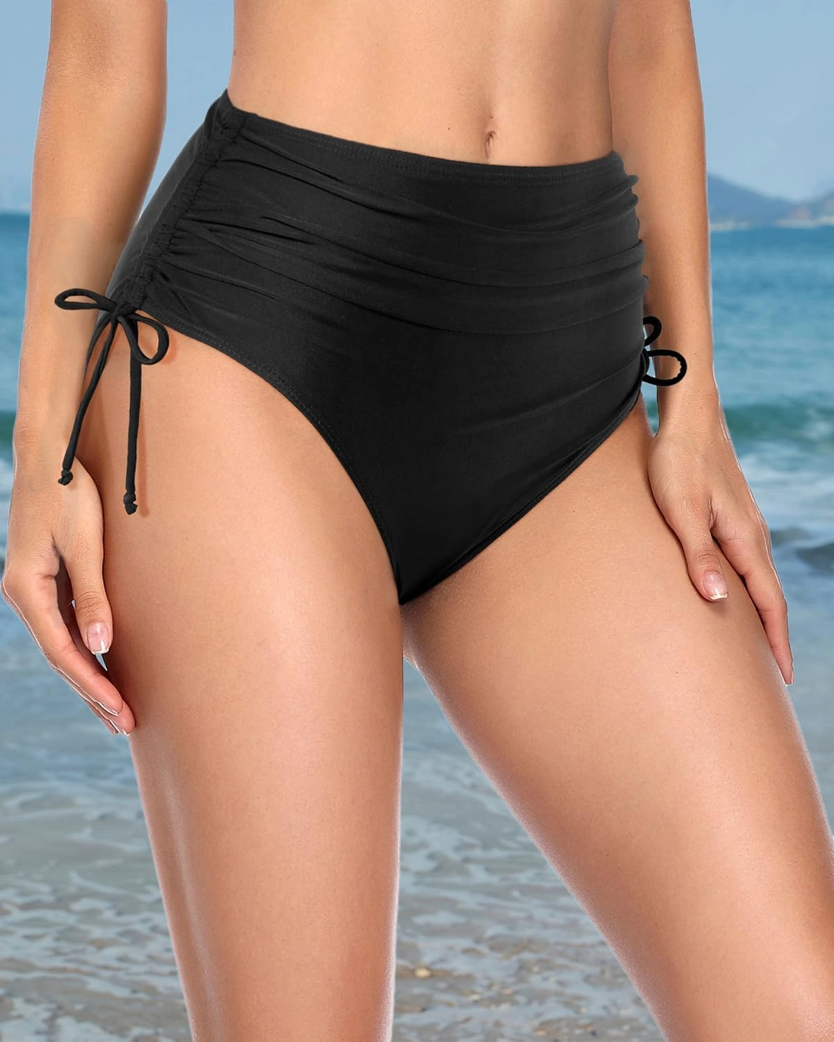 Holipick Swimsuit Bottoms for Women - High Waisted Bikini Bottoms Tie Side Tummy Control Bathing Suit Bottom