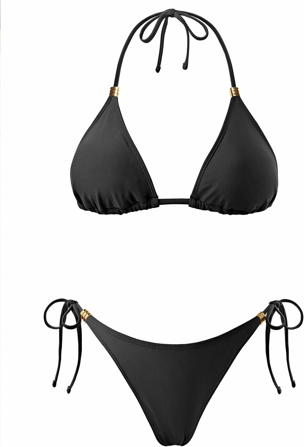 Holipick Two Piece Triangle Bikini Sets for Women String Bathing Suit Halter Top with Side Tie Bikini Bottom