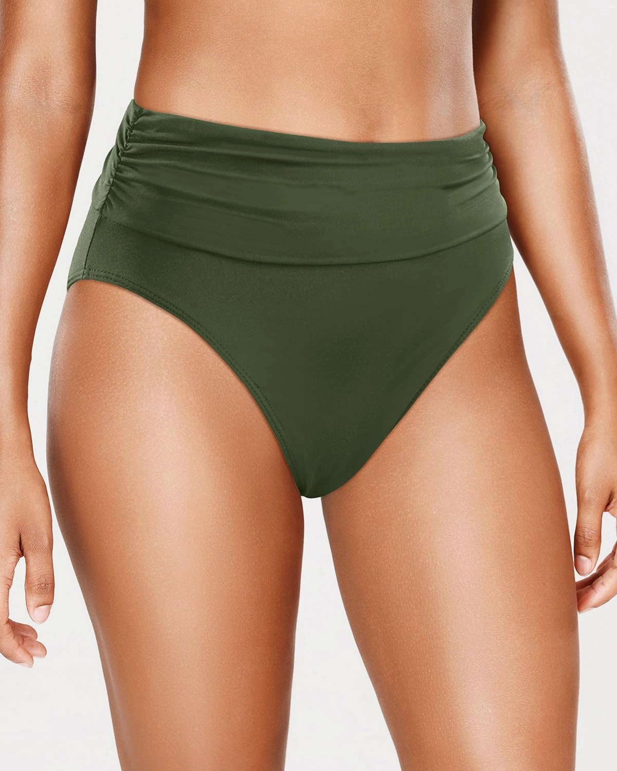Holipick Women High Waisted Bikini Bottoms Tummy Control Swimsuit Bottoms Ruched Bathing Suit Swim Bottom High Cut