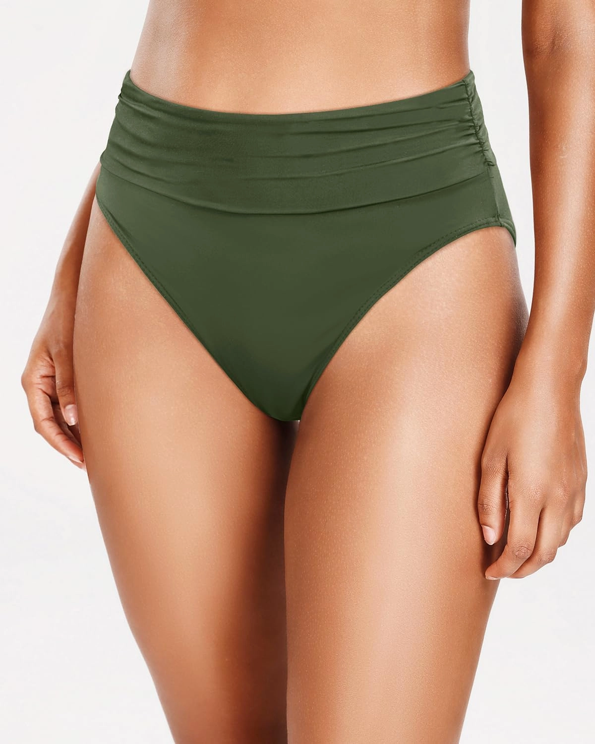 Holipick Women High Waisted Bikini Bottoms Tummy Control Swimsuit Bottoms Ruched Bathing Suit Swim Bottom High Cut