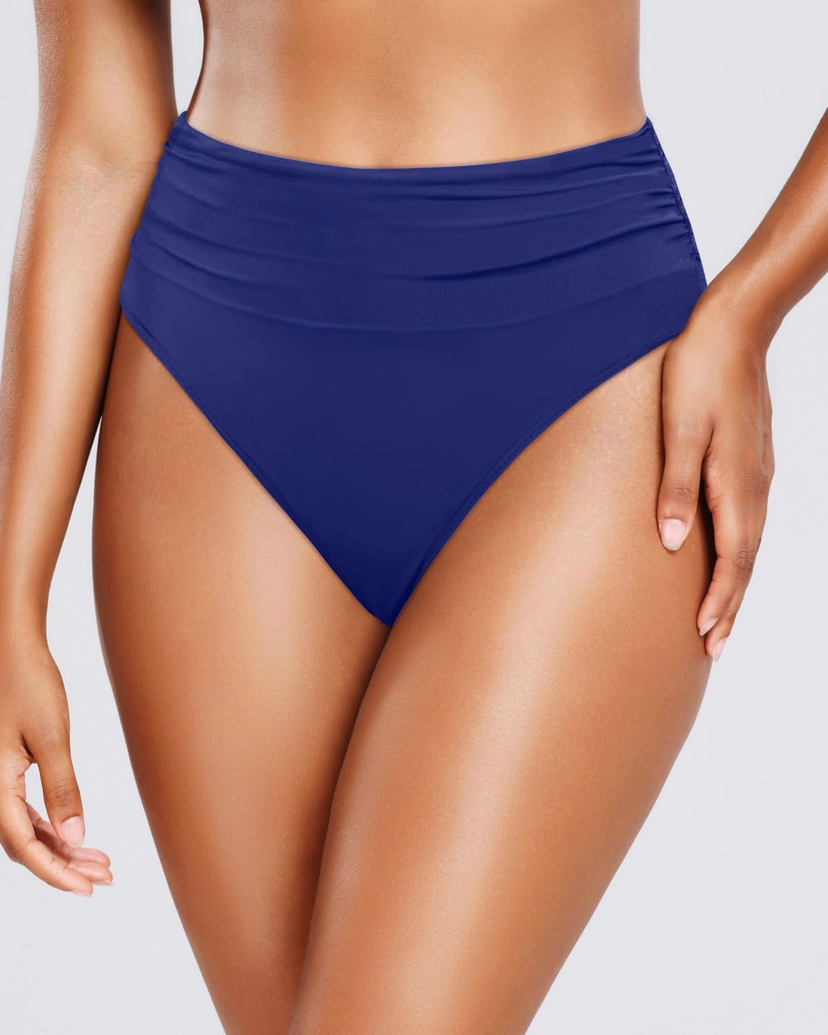 Holipick Women High Waisted Bikini Bottoms Tummy Control Swimsuit Bottoms Ruched Bathing Suit Swim Bottom High Cut