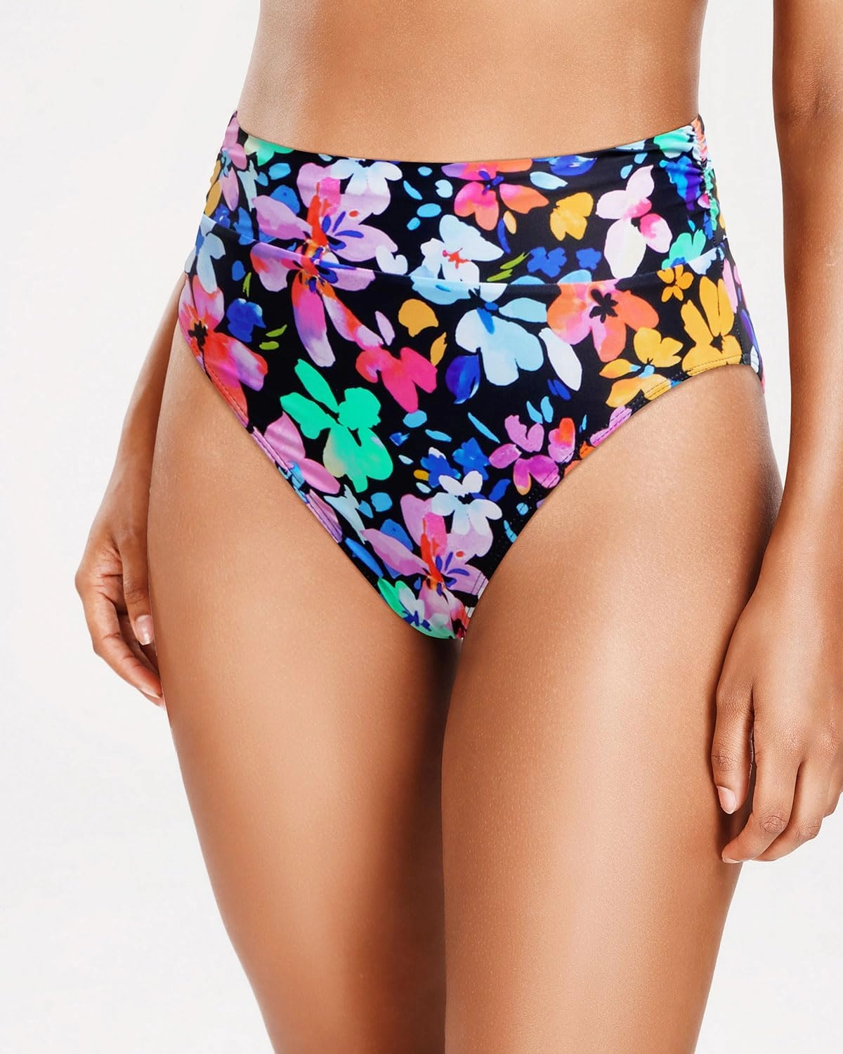 Holipick Women High Waisted Bikini Bottoms Tummy Control Swimsuit Bottoms Ruched Bathing Suit Swim Bottom High Cut