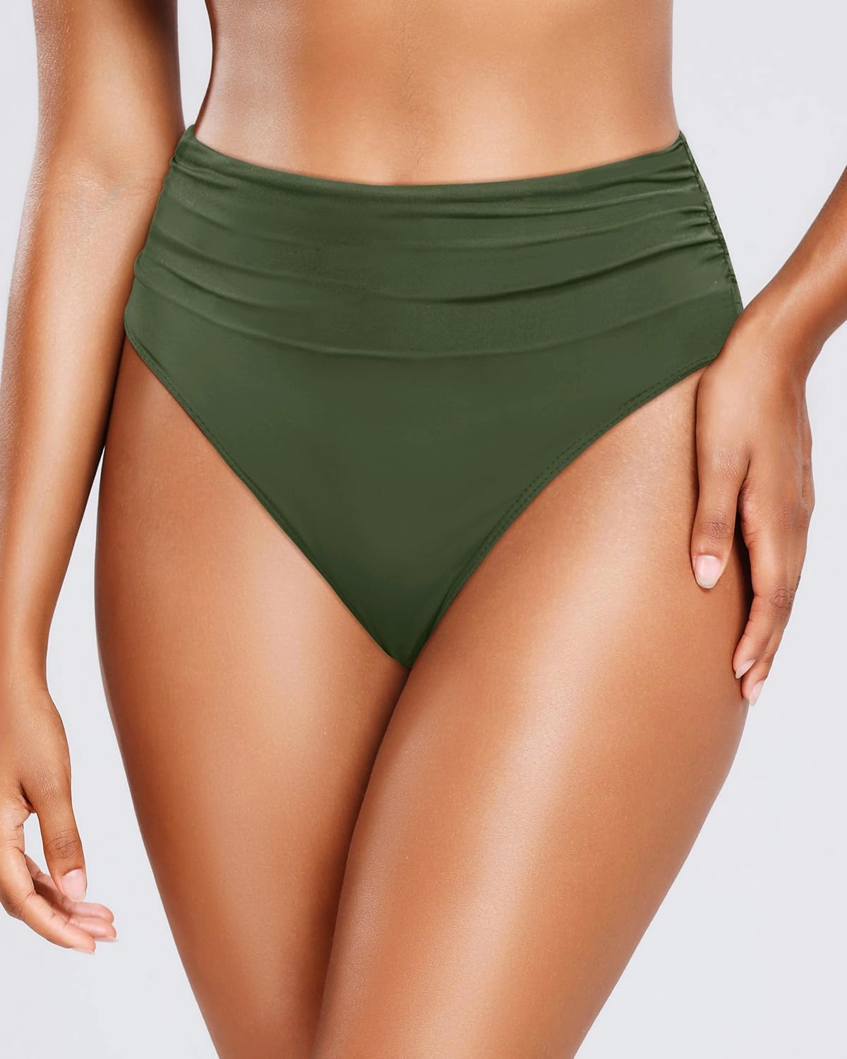 Holipick Women High Waisted Bikini Bottoms Tummy Control Swimsuit Bottoms Ruched Bathing Suit Swim Bottom High Cut