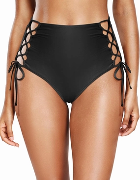 Holipick Women High Waisted Bikini Bottoms Tummy Control Swimsuit Bottoms Strappy Swim Bottom