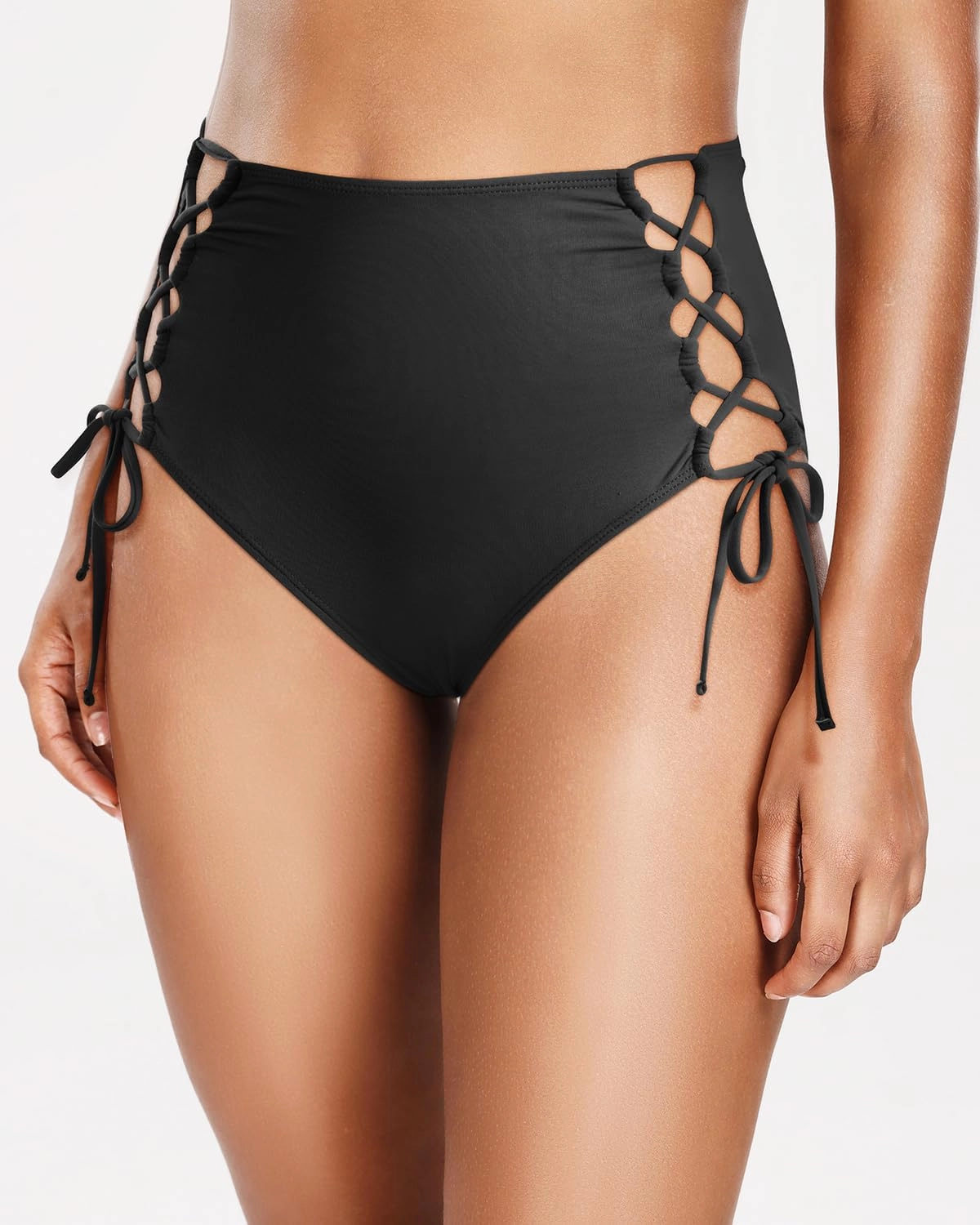 Holipick Women High Waisted Bikini Bottoms Tummy Control Swimsuit Bottoms Strappy Swim Bottom