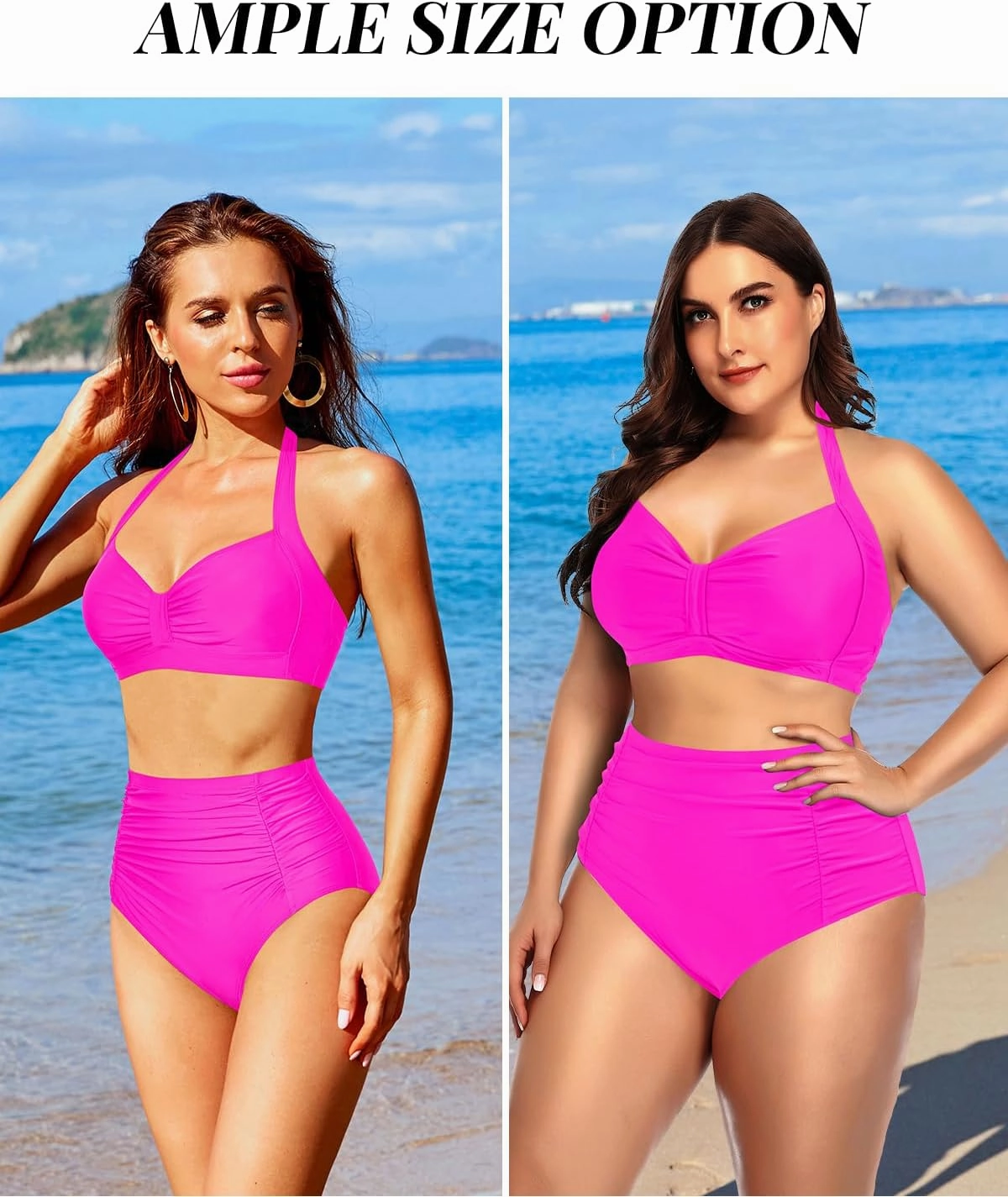 Holipick Women High Waisted Bikini Set Two Piece Swimsuit Tummy Control Bathing Suit Vintage Halter Swimwear