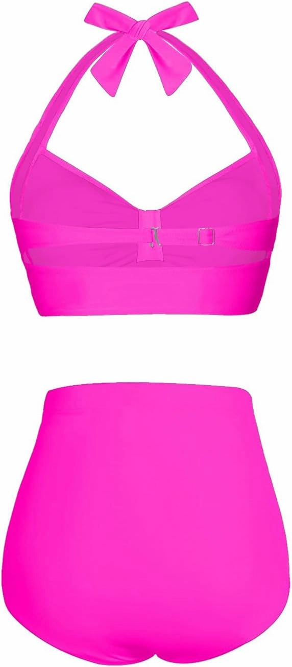 Holipick Women High Waisted Bikini Set Two Piece Swimsuit Tummy Control Bathing Suit Vintage Halter Swimwear