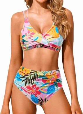 Holipick Women High Waisted Bikini Set Two Piece Swimsuits Push up Wrap Swim Suits Top Tummy Control Bathing Suit