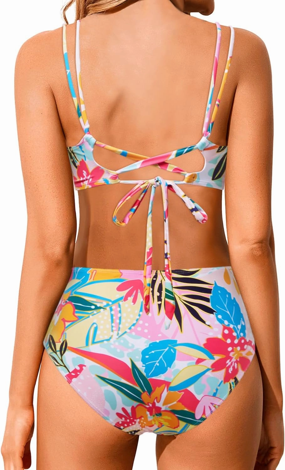 Holipick Women High Waisted Bikini Set Two Piece Swimsuits Push up Wrap Swim Suits Top Tummy Control Bathing Suit