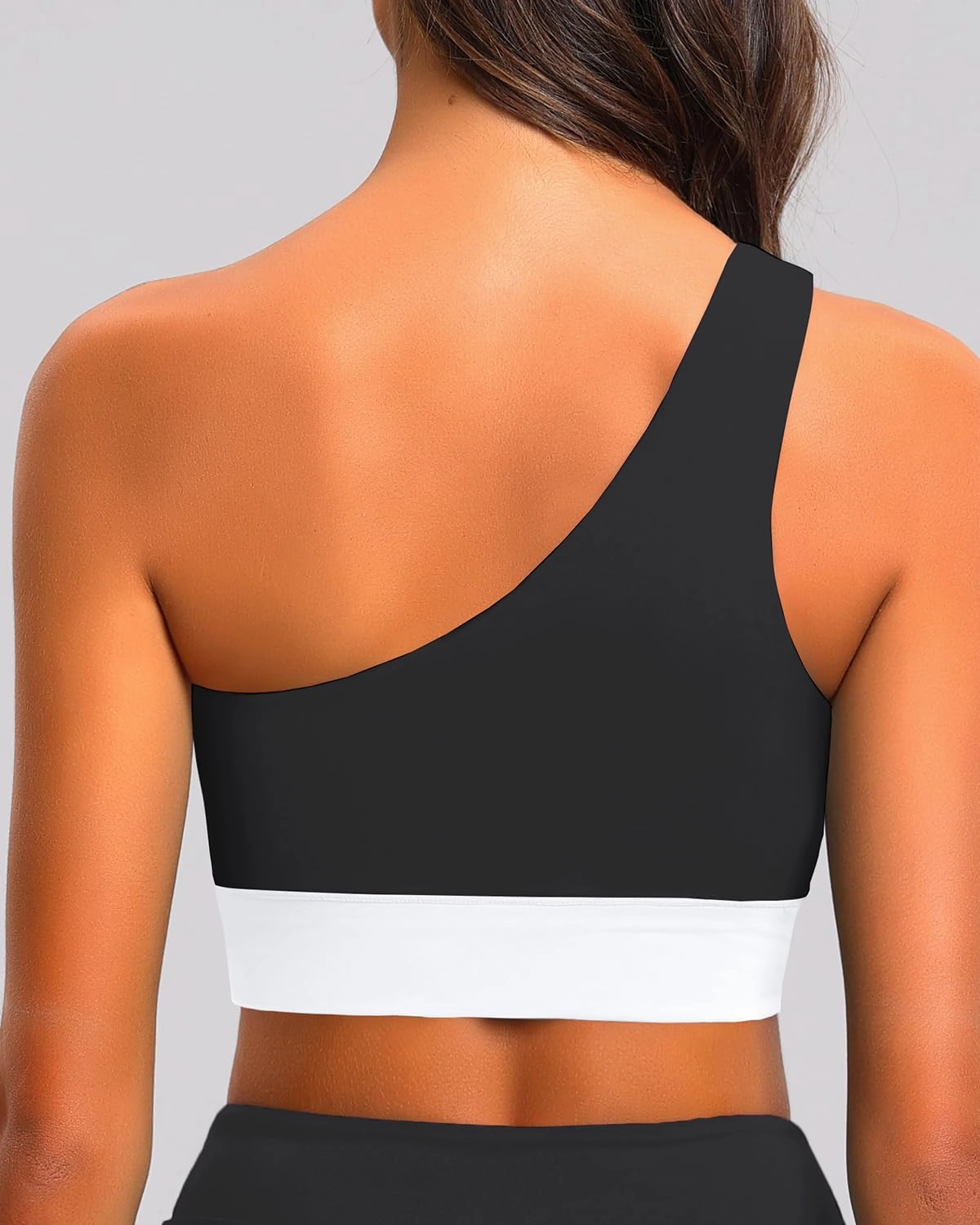 Holipick Women One Shoulder Bikini Tops Only Bathing Suit Top Sports Bra Swim Tops Longline Crop Top for Teen Girls