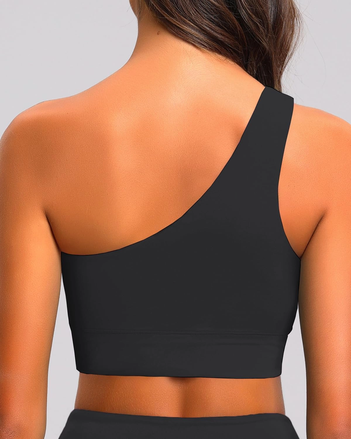 Holipick Women One Shoulder Bikini Tops Only Bathing Suit Top Sports Bra Swim Tops Longline Crop Top for Teen Girls