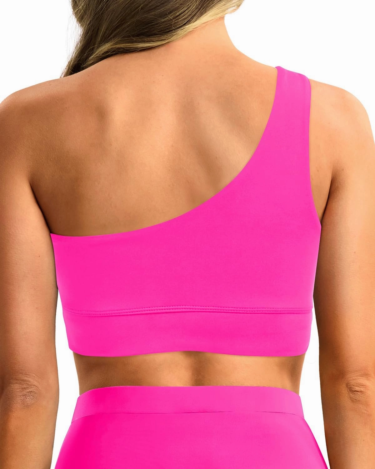 Holipick Women One Shoulder Bikini Tops Only Bathing Suit Top Sports Bra Swim Tops Longline Crop Top for Teen Girls