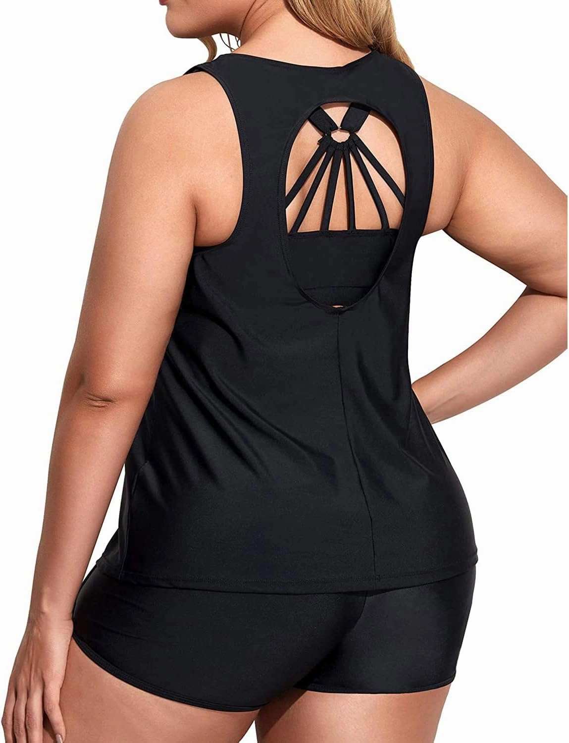 Holipick Women Plus Size 3 Piece Tankini Swimsuits Tummy Control Bathing Suits with Boy Shorts Tank Top with Sports Bra