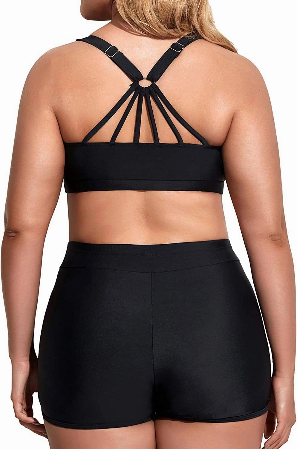 Holipick Women Plus Size 3 Piece Tankini Swimsuits Tummy Control Bathing Suits with Boy Shorts Tank Top with Sports Bra