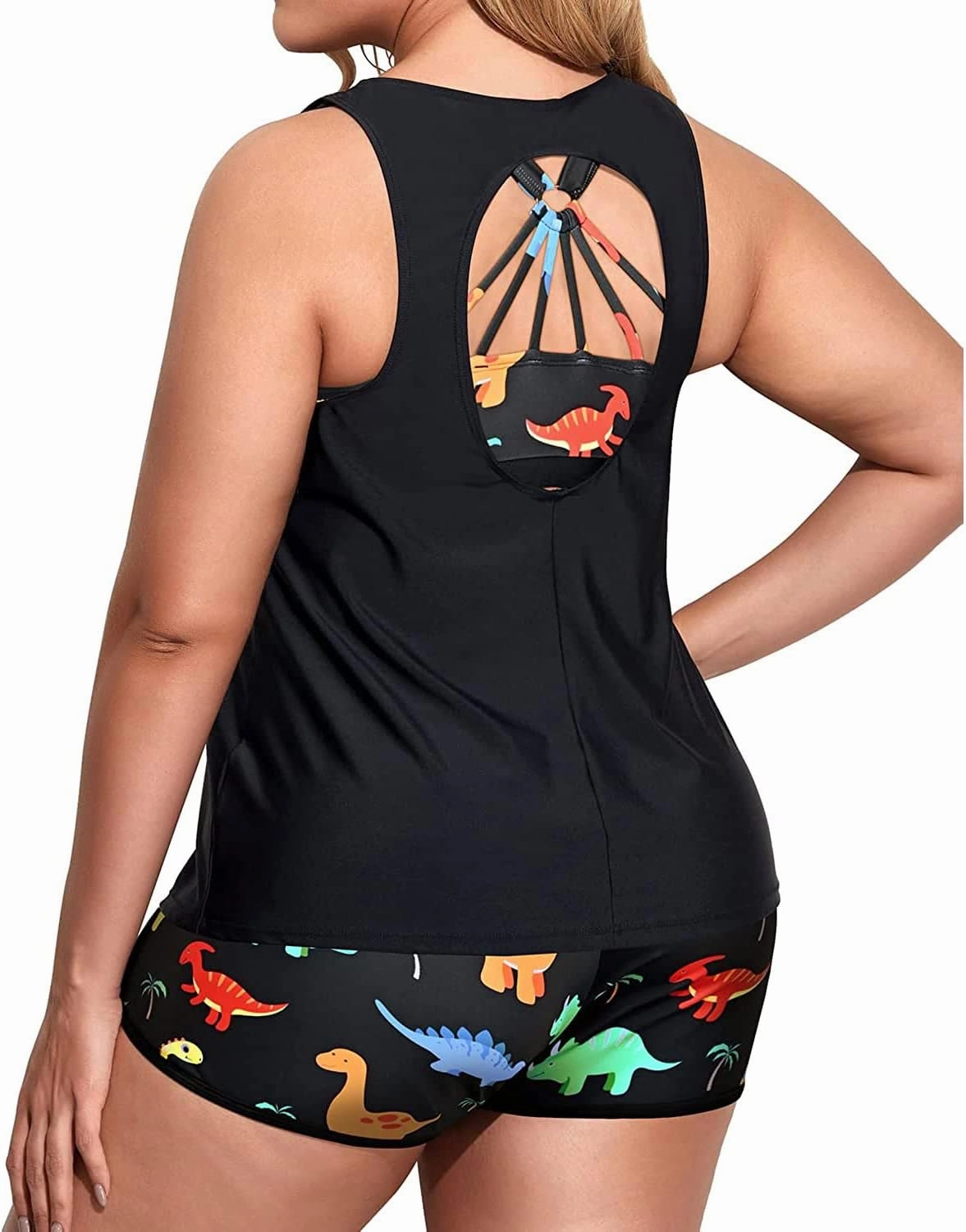 Holipick Women Plus Size 3 Piece Tankini Swimsuits Tummy Control Bathing Suits with Boy Shorts Tank Top with Sports Bra