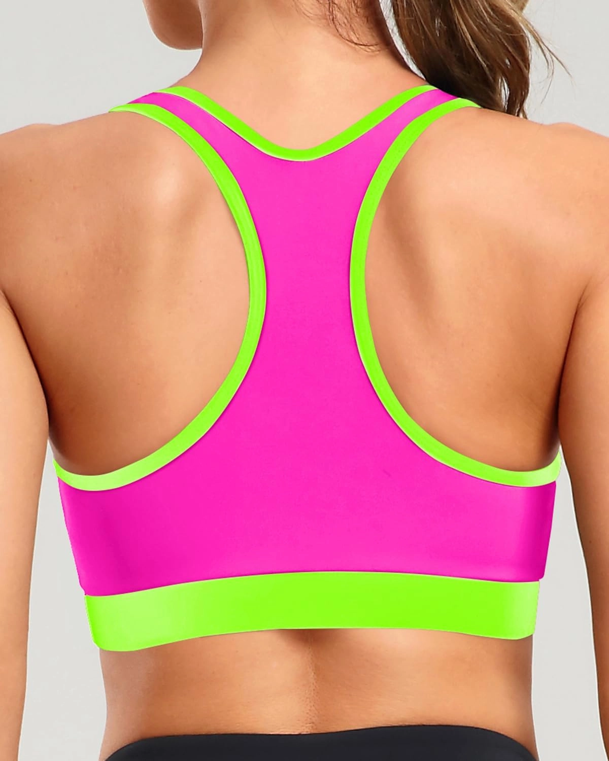 Holipick Women's Sports Bra Bikini Tops Racerback Swim Top Scoop Neck Bathing Suits Top Modest Padded Crop Tops Swimsuit Only