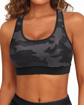 Holipick Women's Sports Bra Bikini Tops Racerback Swim Top Scoop Neck Bathing Suits Top Modest Padded Crop Tops Swimsuit Only