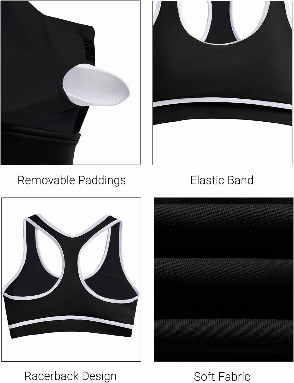 Holipick Women's Sports Bra Bikini Tops Racerback Swim Top Scoop Neck Bathing Suits Top Modest Padded Crop Tops Swimsuit Only