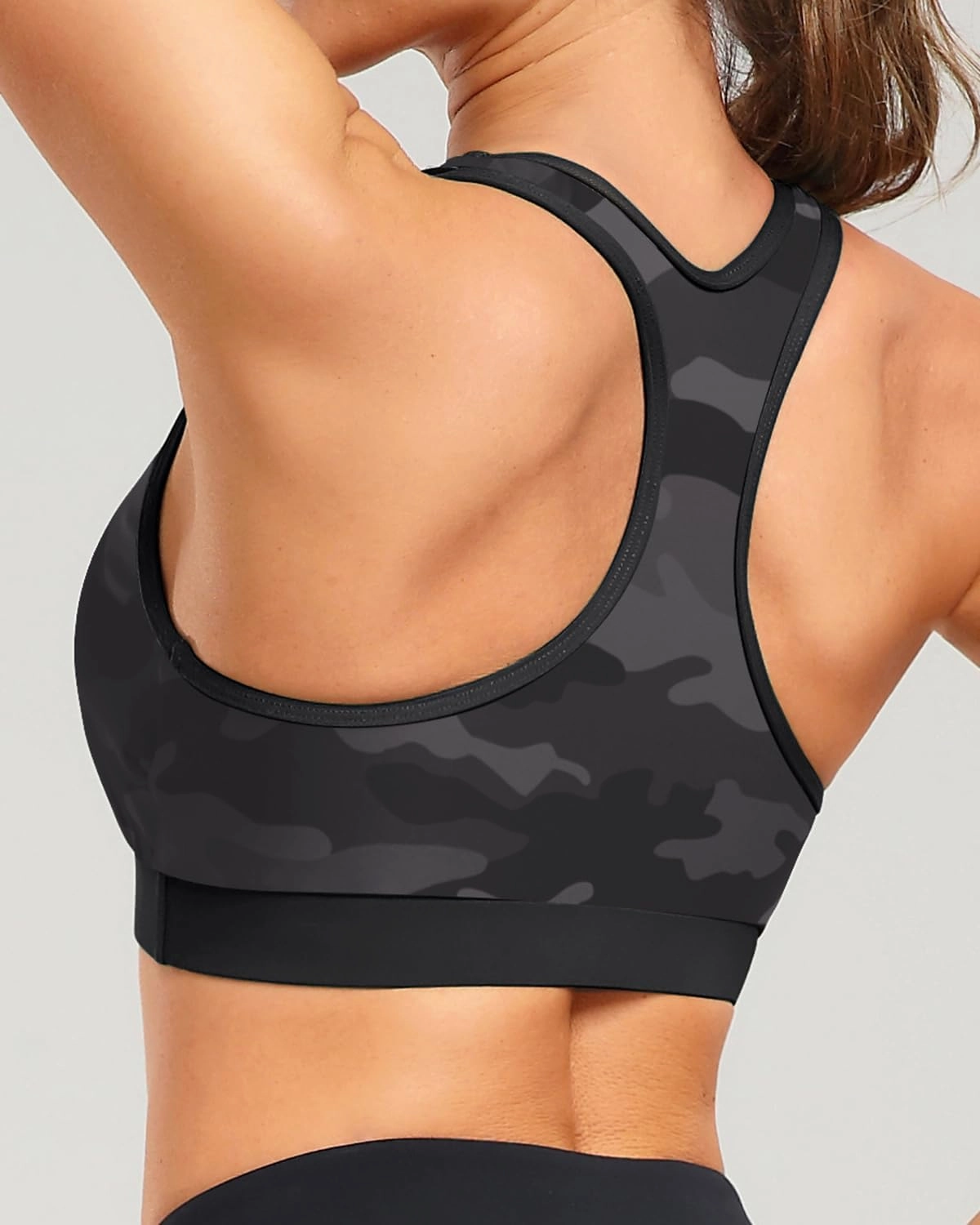 Holipick Women's Sports Bra Bikini Tops Racerback Swim Top Scoop Neck Bathing Suits Top Modest Padded Crop Tops Swimsuit Only