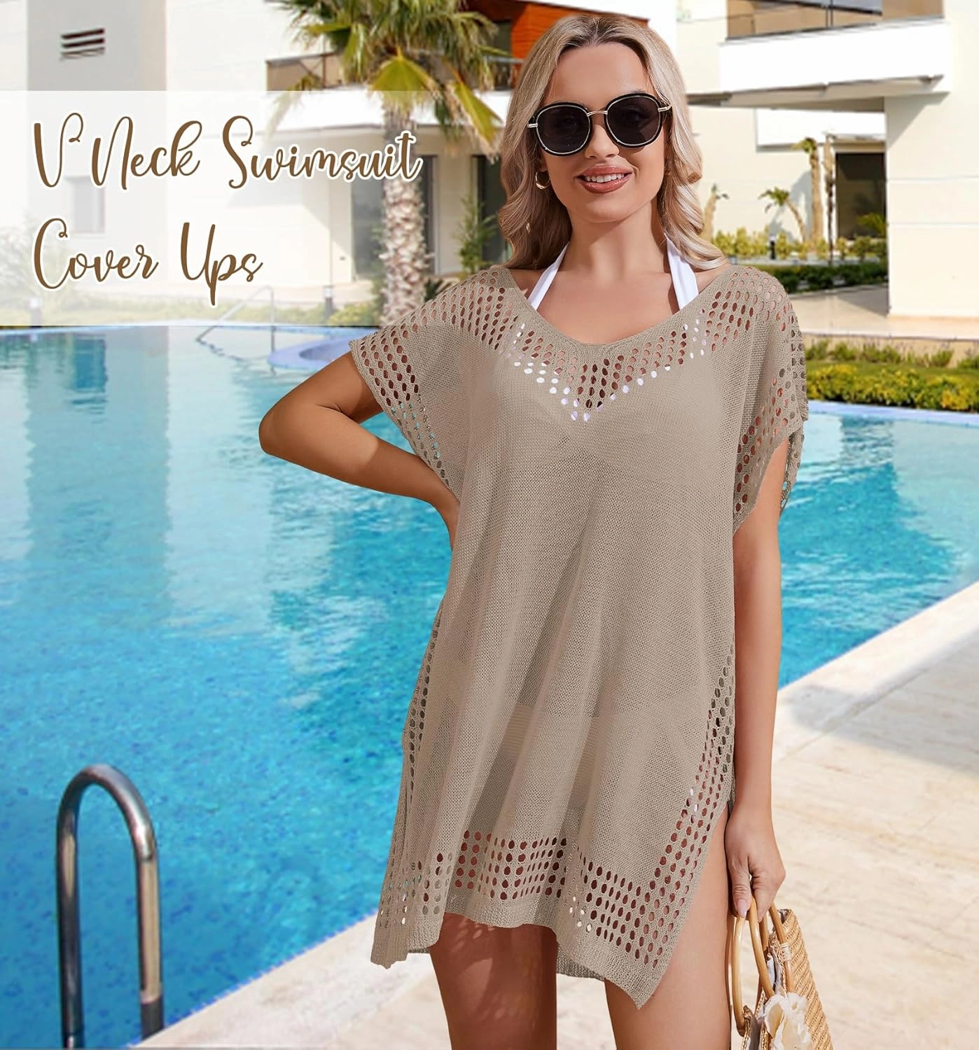 Hollow Out Swimsuit Coverup for Women, Womens Bathing Suit Beach Cover Up Swimwear Dress