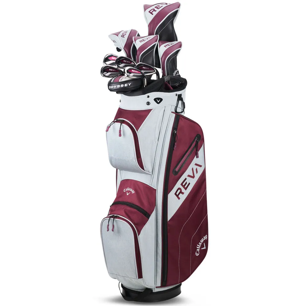 Callaway REVA 8-Piece Cart Bag Package Set Ladies - Eggplant, Soft feel golf balls, Senior golf clubs, Waterproof golf jacket