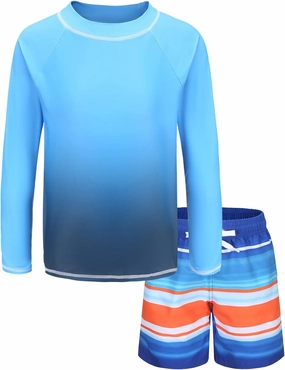 HowJoJo Kids Rash Guard Set Boys Long Sleeve Swim Trunks and Swim Shirt Sets Two Piece Swimsuits