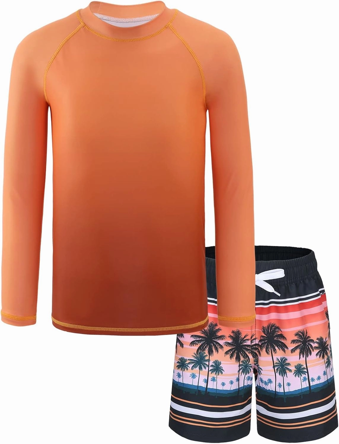 HowJoJo Kids Rash Guard Set Boys Long Sleeve Swim Trunks and Swim Shirt Sets Two Piece Swimsuits