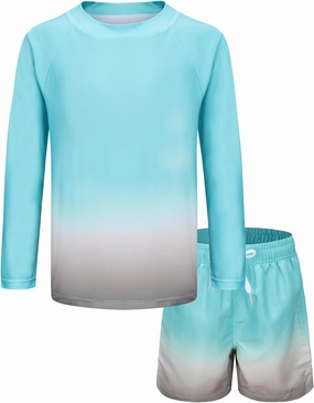 HowJoJo Kids Rash Guard Set Boys Long Sleeve Swim Trunks and Swim Shirt Sets Two Piece Swimsuits