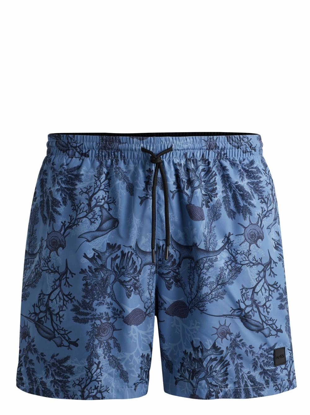 Hugo Boss Men's Reel Swim Trunks, Light Blue Palm Leaf